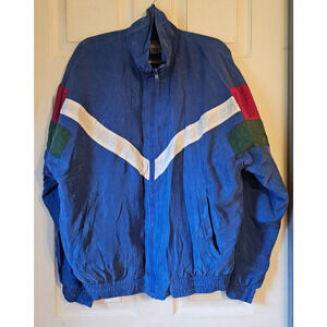 Vintage 80s/90s Casanova Italy 100% Silk Colorblock Windbreaker Jacket Sz L